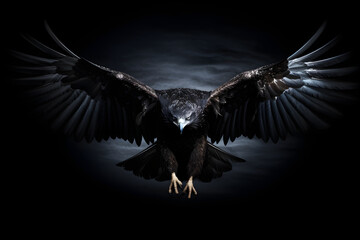 Close up of eagle portrait on dark background - obrazy, fototapety, plakaty