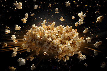 Close up of popcorn explosion background - obrazy, fototapety, plakaty