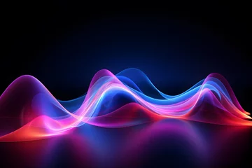 Gordijnen Big neon speaking sound sine wave background © Kenishirotie