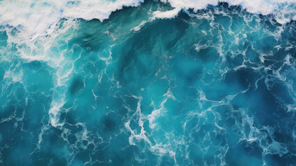 Breath of the Winds: Turquoise Sea and Azure Waves, Top View - obrazy, fototapety, plakaty
