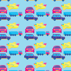 Seamless pattern background with vehicle icons Vector