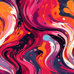 Vibrantly painted acrylic brushstrokes create a colorful, abstract swirl design