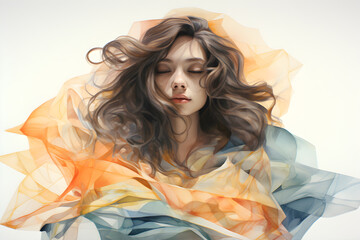 Fototapeta premium Watercolor painting, woman of model fashion clothes illustration on white background.