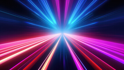 Interstellar Warp: Neon Lights Speed Through the Galaxy