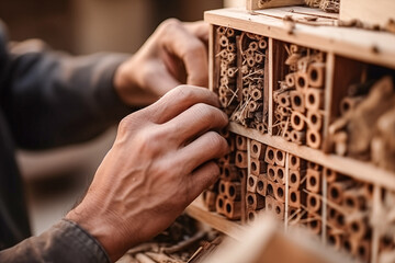 Insect hotel creation. Generative AI