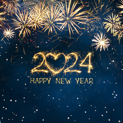 Greeting card Happy New Year 2024 - obrazy, fototapety, plakaty