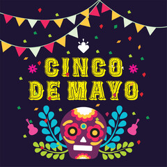 Cinco de mayo poster with sskull Vector