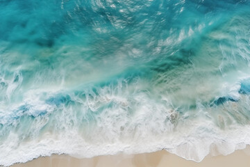 Turquoise Water Aerial View of Beach. Summer Seascape Waves