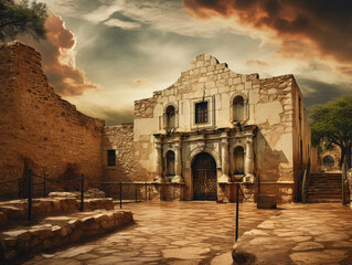 The Alamo - Photorealistic View of Texas Freedom Landmark - obrazy, fototapety, plakaty