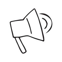 the loudspeaker. microphone. leader. to say. to express. speak. to tell. to hear. vector illustration. doodle. black color. on a white background.	
