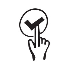 check mark. done. done. work. purpose. mark. search. vector. on a white background. doodle.