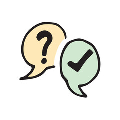 check mark. done. done. work. purpose. mark. search. vector. on a white background. doodle.