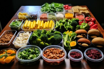 Efficient week meal prep with containers. Generative AI - obrazy, fototapety, plakaty