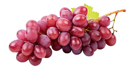 Bunch of ripe grapes with a leaf, cut out