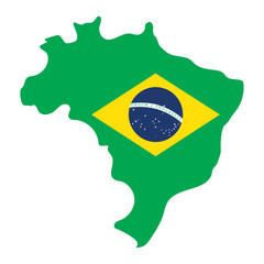 Isolated map of brazil with its flag Vector