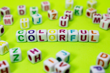 Letter beads forming the word colorful