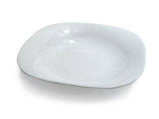 White ceramics plate bowl isolated cut out, empty tableware mock up template