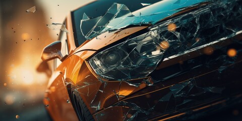 A car partially damaged in a collision. Generative AI