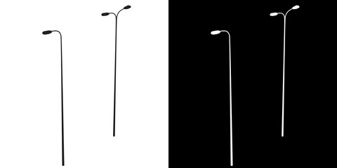 3D rendering illustration of a couple of street lamps