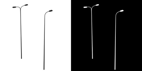 3D rendering illustration of a couple of street lamps