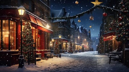 Fototapeta na wymiar Christmas in the snow with photorealistic rendering. Generative AI