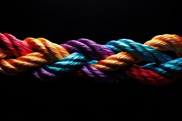 Multicolored rope pulled together for a rope dance. Generative AI