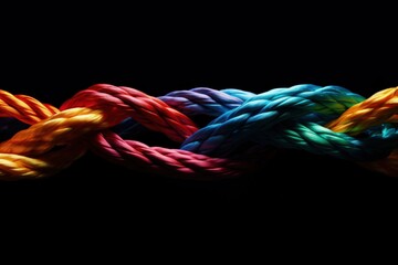 Multicolored rope pulled together for a rope dance. Generative AI