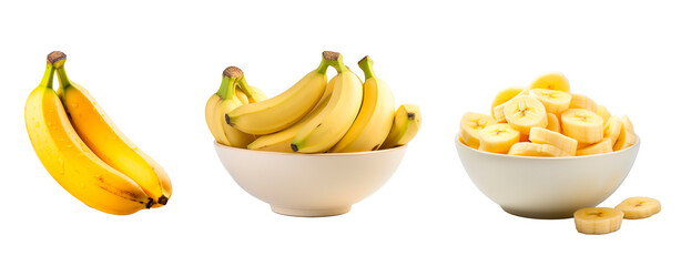Bananas collage set over isolated transparent background