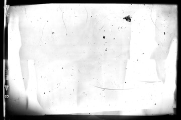 Retro slide film frame of an old camera with dusts, splatters and scratches on transparent...