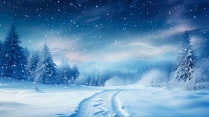 Dreamy Winter Wonderland: Unusual Christmas Scene Background with Snowfall, Icy Cold, and Serene Silence