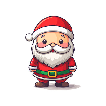 smiling vector santa claus without background for christmas postcards cartoon character style, pixar character style