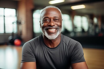 Portrait of senior man working out gym fitness, fitness concept. Senior healthy lifestyle with...