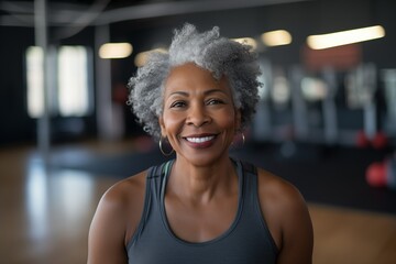 Portrait of senior woman working out gym fitness, fitness concept. Senior healthy lifestyle with...