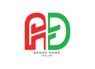 Alphabet letters Creative Monogram logo AD, DA, A and D vector illustration.