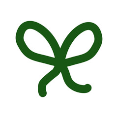 Simple green gift bow on white background, vector
