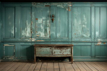 Detailed pastel green weathered wood panelling