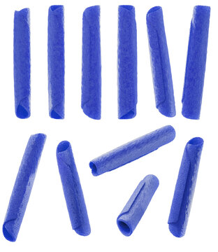 Blue rolled tortilla chips from different angles isolated on white background high quality details - 3d rendering