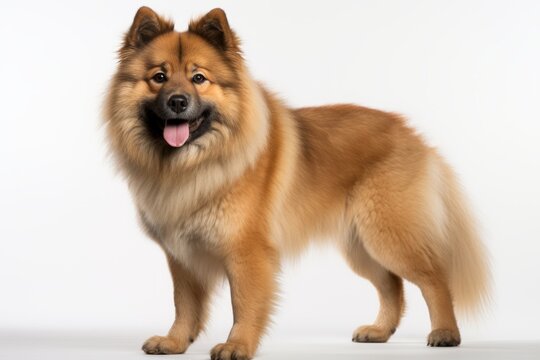Eurasien Dog white background Generative Ai