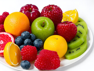 Fruit mix on white background