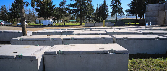 Cement coffins at Cemetery 