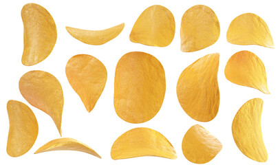 Crispy potato chips isolated on white background 3D rendering