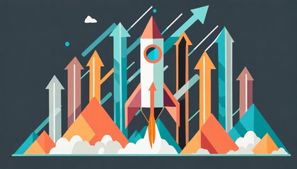 Obraz premium Graph with rockets for stock illustration purposes or business rise