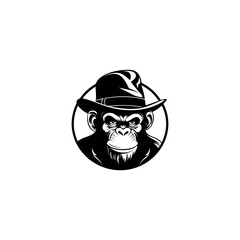 Monkey in sunglasses and a cap,gorilla head logo template