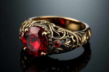 ring with a crimson gemstone. Generative AI