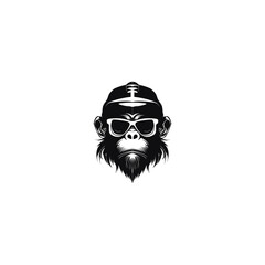 Monkey in sunglasses and a cap,gorilla head logo template