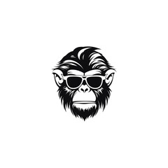 Monkey in sunglasses and a cap,gorilla head logo template