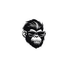 Monkey in sunglasses and a cap,gorilla head logo template