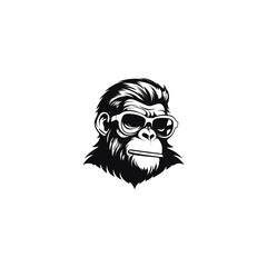 Monkey in sunglasses and a cap,gorilla head logo template