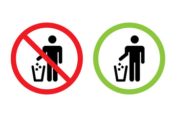 throw garbage. trash sign. trash can and don't throw away trash. isolated, stock vector