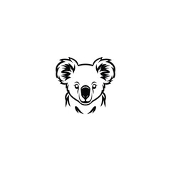 Minimalist illustration of koala face on white background.